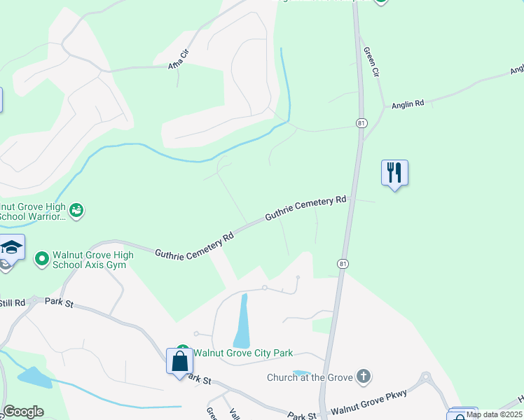 map of restaurants, bars, coffee shops, grocery stores, and more near 4311 Guthrie Cemetery Road in Loganville