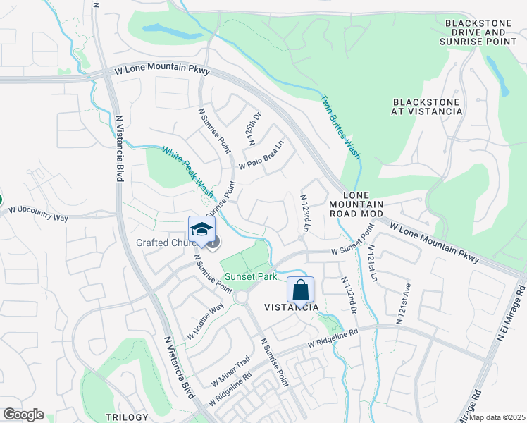 map of restaurants, bars, coffee shops, grocery stores, and more near 30252 North 124th Lane in Peoria