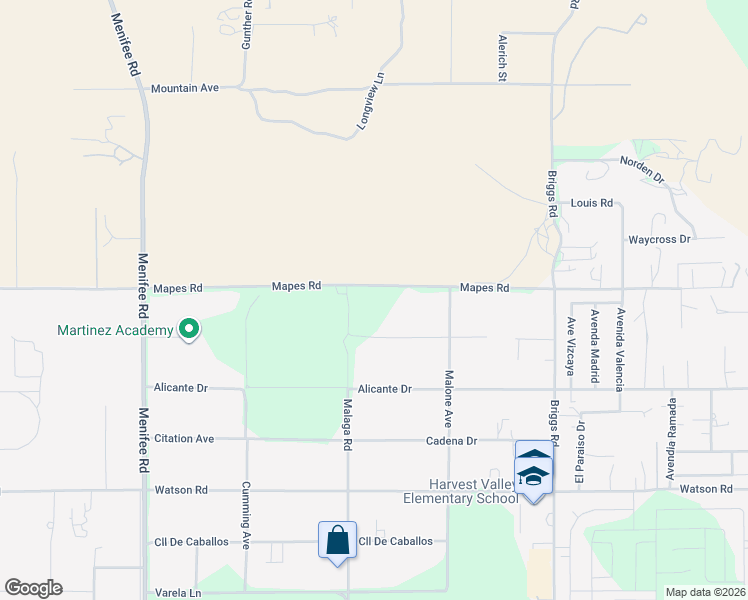 map of restaurants, bars, coffee shops, grocery stores, and more near 29565 Mapes Road in Menifee