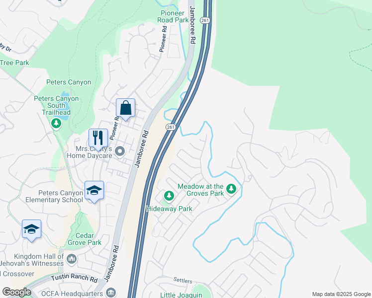 map of restaurants, bars, coffee shops, grocery stores, and more near 63 Poncho in Irvine