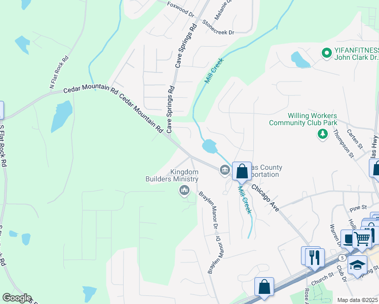 map of restaurants, bars, coffee shops, grocery stores, and more near 8194 Chicago Avenue in Douglasville