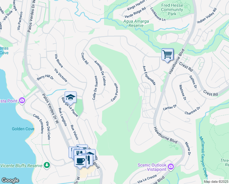 map of restaurants, bars, coffee shops, grocery stores, and more near 30435 Camino Porvenir in Rancho Palos Verdes