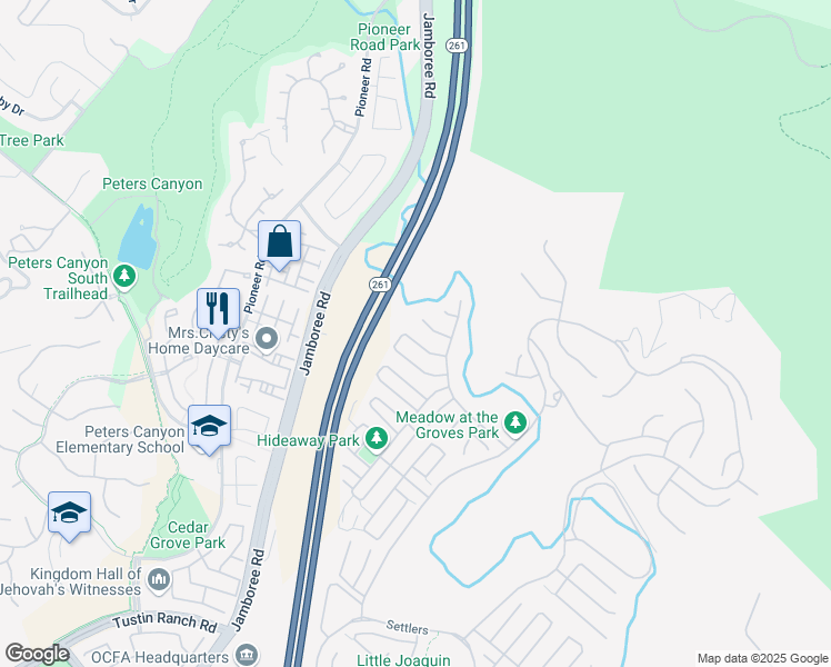 map of restaurants, bars, coffee shops, grocery stores, and more near 63 Poncho in Irvine