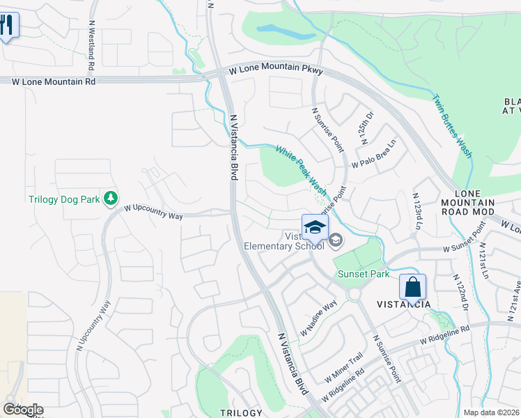 map of restaurants, bars, coffee shops, grocery stores, and more near 12808 West Desert Mirage Drive in Peoria