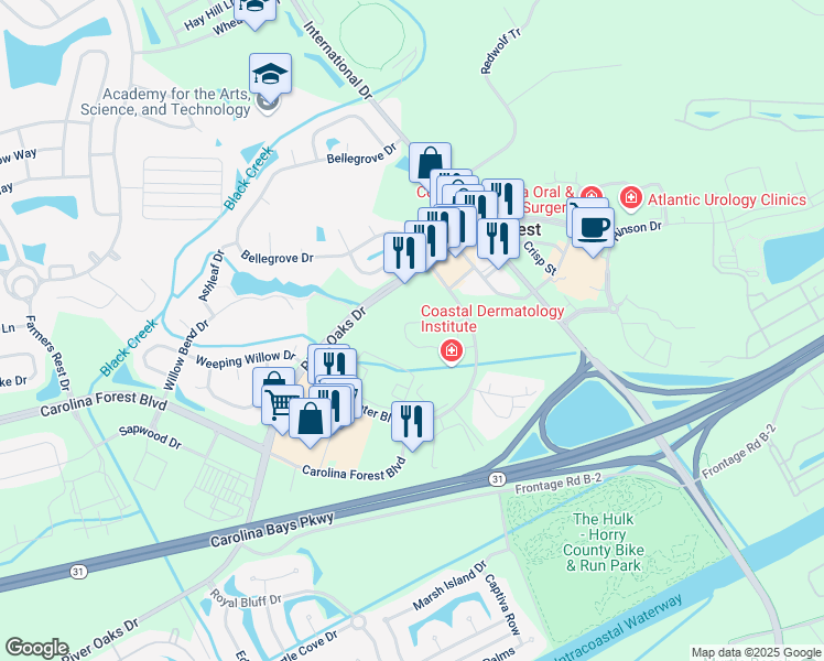 map of restaurants, bars, coffee shops, grocery stores, and more near in Myrtle Beach