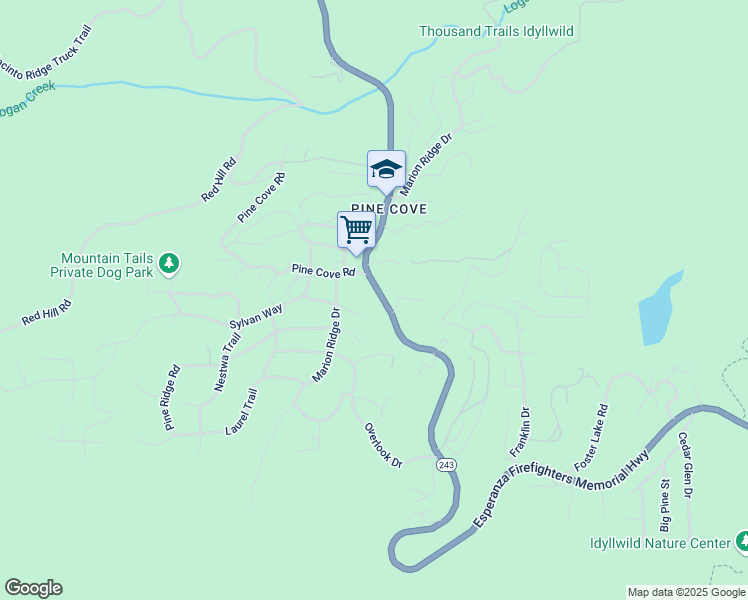 map of restaurants, bars, coffee shops, grocery stores, and more near 52901 Pine Cove Road in Idyllwild-Pine Cove