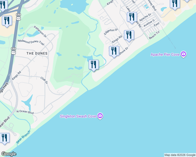 map of restaurants, bars, coffee shops, grocery stores, and more near 9466 Shore Drive in Myrtle Beach