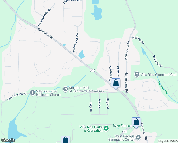 map of restaurants, bars, coffee shops, grocery stores, and more near 1420 Rockmart Rd in Villa Rica
