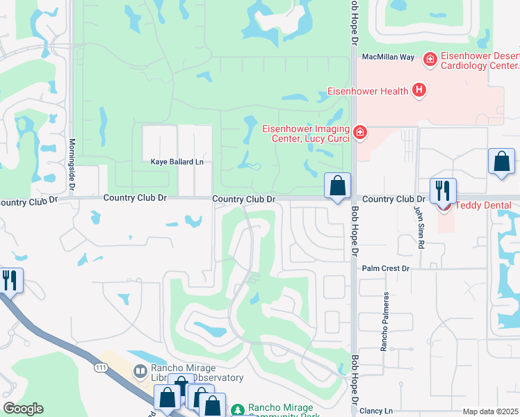 map of restaurants, bars, coffee shops, grocery stores, and more near 8 La Ronda Drive in Rancho Mirage