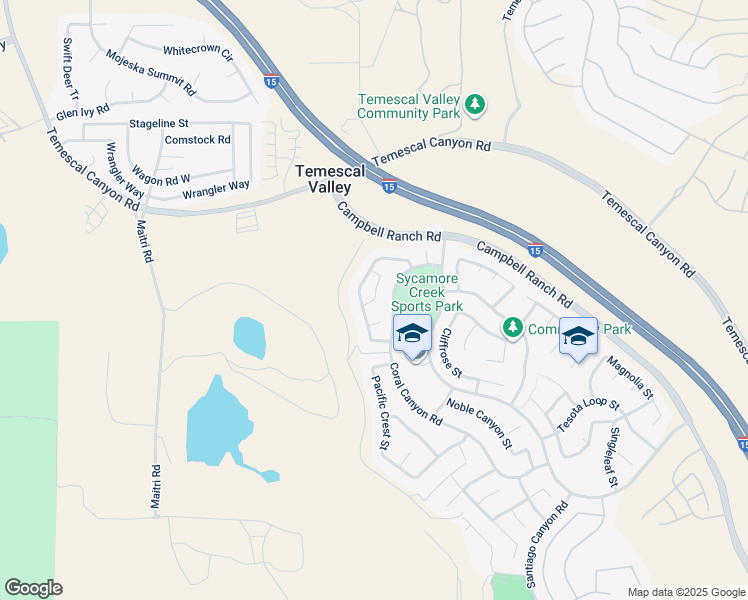 map of restaurants, bars, coffee shops, grocery stores, and more near 25006 Pine Creek Loop in Corona