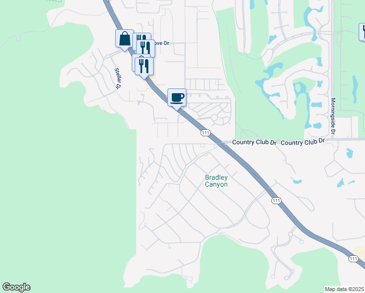 map of restaurants, bars, coffee shops, grocery stores, and more near 40050 Vía Del Cielo in Rancho Mirage