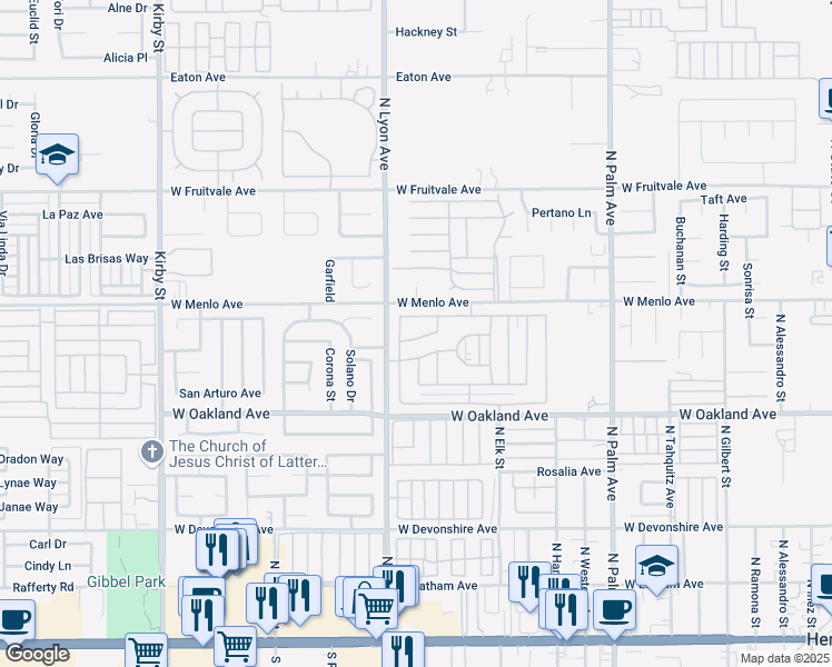 map of restaurants, bars, coffee shops, grocery stores, and more near 1630 Sonora Drive in Hemet