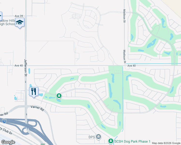 map of restaurants, bars, coffee shops, grocery stores, and more near 80565 Camino San Gregorio in Indio