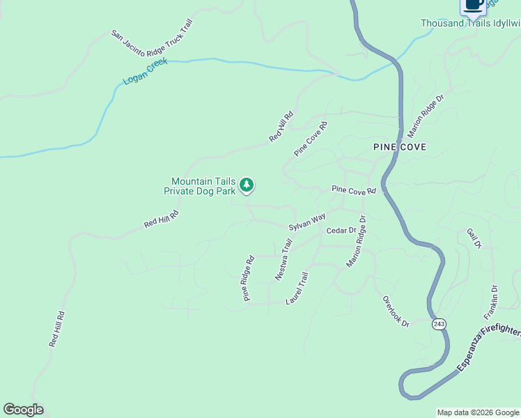 map of restaurants, bars, coffee shops, grocery stores, and more near 52515 Sunset Drive in Idyllwild-Pine Cove