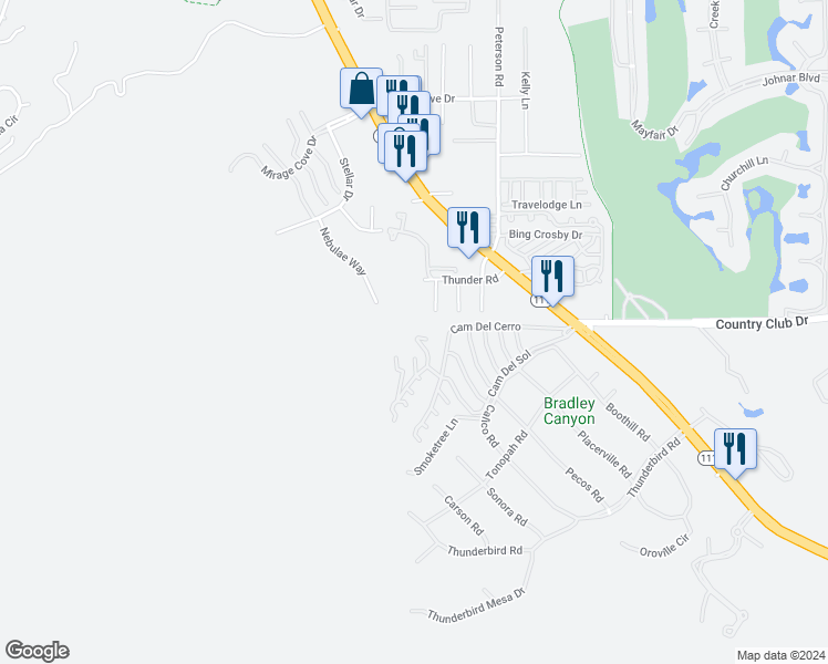 map of restaurants, bars, coffee shops, grocery stores, and more near 40065 Paseo Entrada in Rancho Mirage