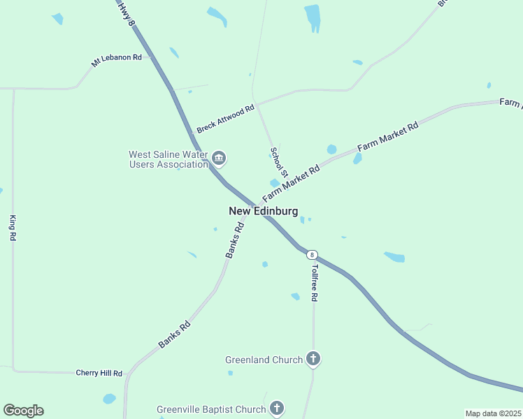 map of restaurants, bars, coffee shops, grocery stores, and more near 6140 Arkansas 8 in New Edinburg