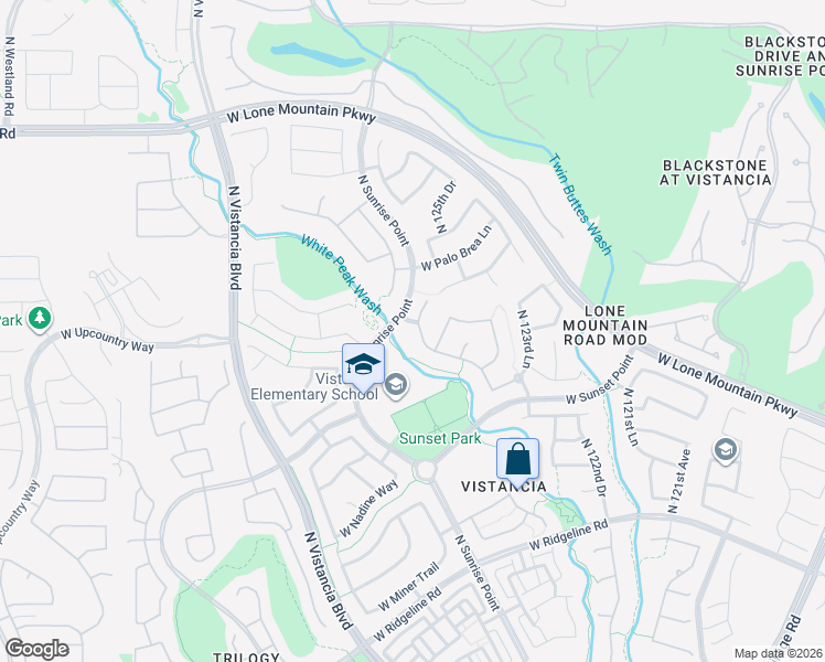 map of restaurants, bars, coffee shops, grocery stores, and more near 12563 West Red Hawk Drive in Peoria