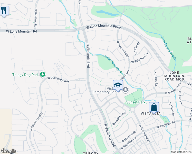 map of restaurants, bars, coffee shops, grocery stores, and more near 12808 West Desert Mirage Drive in Peoria
