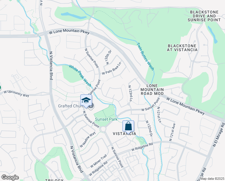 map of restaurants, bars, coffee shops, grocery stores, and more near 12503 West Desert Mirage Drive in Peoria