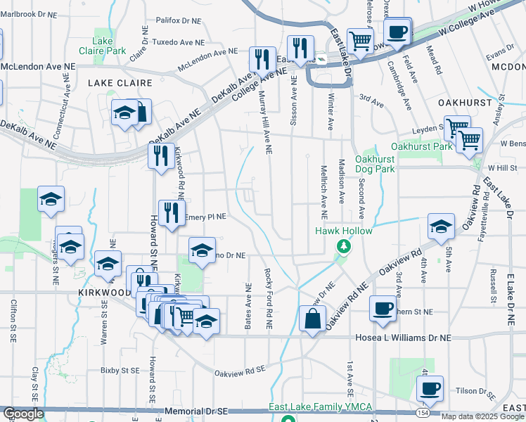 map of restaurants, bars, coffee shops, grocery stores, and more near 173 Elvan Avenue Northeast in Atlanta