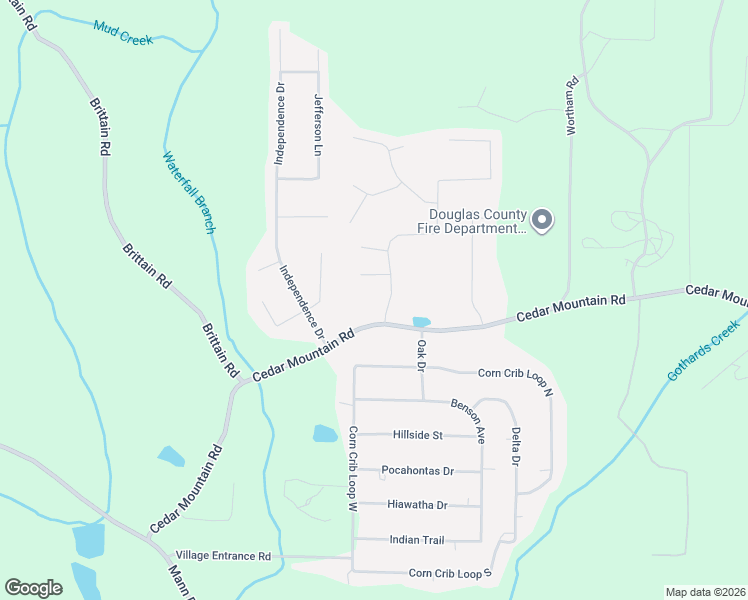 map of restaurants, bars, coffee shops, grocery stores, and more near 1795 Cedar Hill in Douglasville