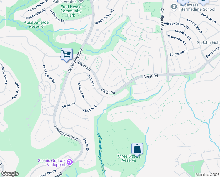 map of restaurants, bars, coffee shops, grocery stores, and more near 16 Santa Cruz in Rolling Hills Estates