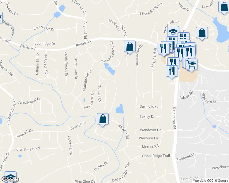 map of restaurants, bars, coffee shops, grocery stores, and more near 1313 To Lani Farm Road in Stone Mountain