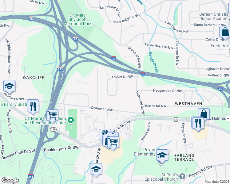 map of restaurants, bars, coffee shops, grocery stores, and more near 196 Hermer Circle Northwest in Atlanta