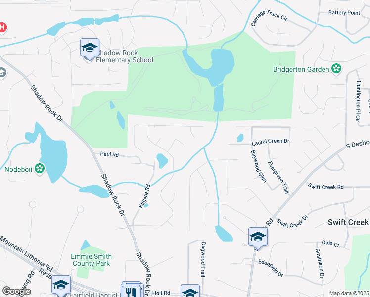 map of restaurants, bars, coffee shops, grocery stores, and more near 1194 Arbor Stream Court in Lithonia