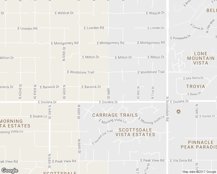 map of restaurants, bars, coffee shops, grocery stores, and more near 68th Street in Scottsdale