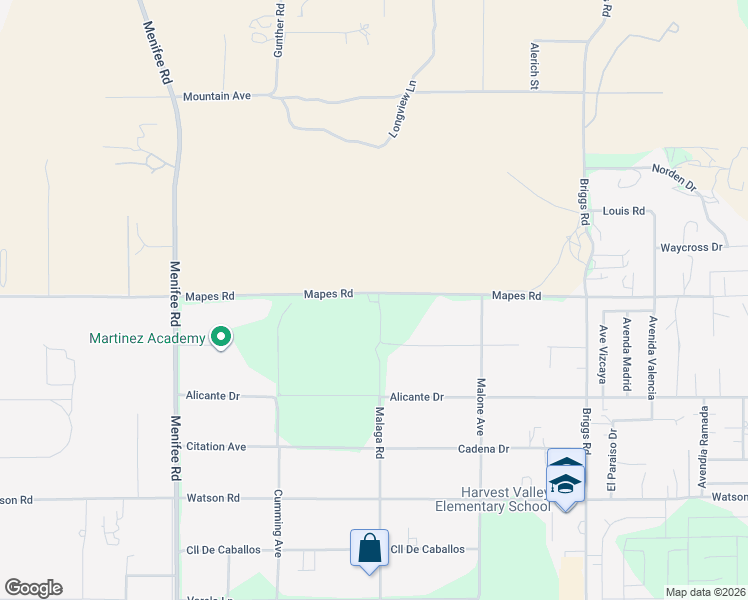 map of restaurants, bars, coffee shops, grocery stores, and more near 29565 Mapes Road in Menifee