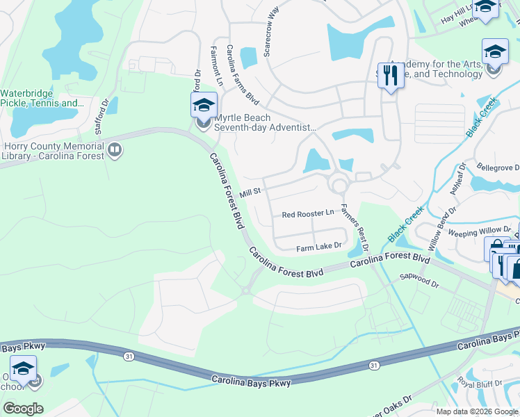 map of restaurants, bars, coffee shops, grocery stores, and more near 5038 Cobblers Court in Myrtle Beach