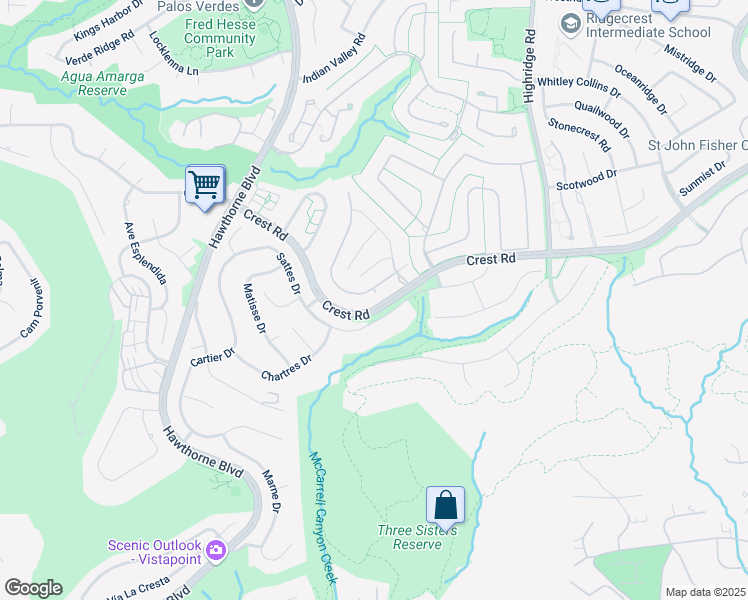 map of restaurants, bars, coffee shops, grocery stores, and more near 10 Santa Cruz in Rolling Hills Estates