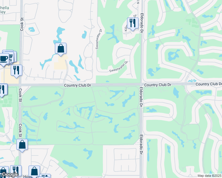 map of restaurants, bars, coffee shops, grocery stores, and more near 347 Bouquet Canyon Drive in Palm Desert