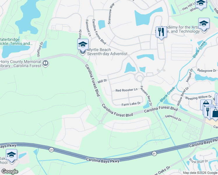 map of restaurants, bars, coffee shops, grocery stores, and more near 5038 Cobblers Court in Myrtle Beach