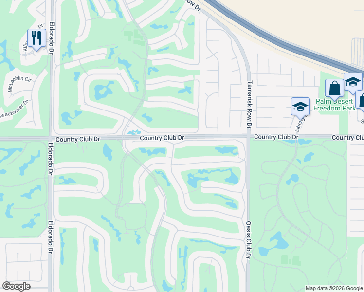 map of restaurants, bars, coffee shops, grocery stores, and more near 685 Box Canyon Trail in Palm Desert