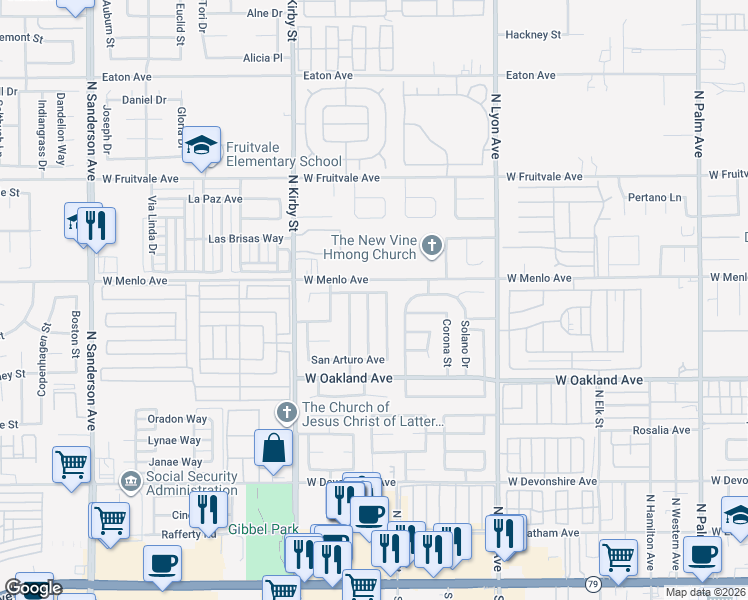 map of restaurants, bars, coffee shops, grocery stores, and more near 671 San Rogelio Street in Hemet