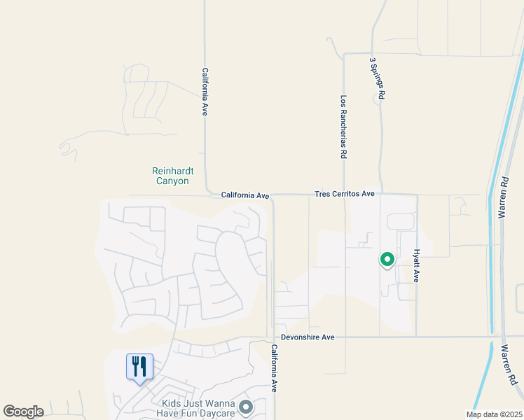 map of restaurants, bars, coffee shops, grocery stores, and more near 642 Zaharias Circle in Hemet