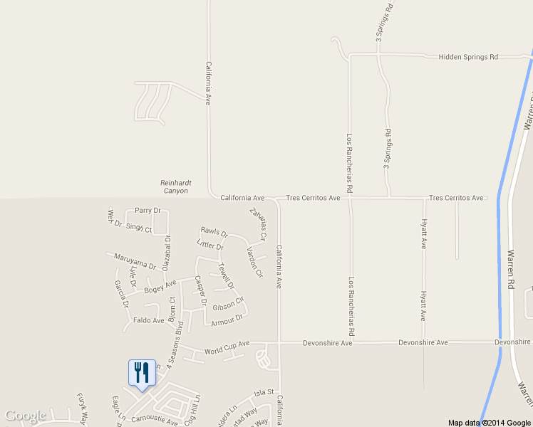 map of restaurants, bars, coffee shops, grocery stores, and more near 642 Zaharias Circle in Hemet