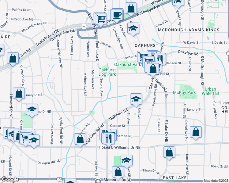 map of restaurants, bars, coffee shops, grocery stores, and more near 519 3rd Avenue in Decatur
