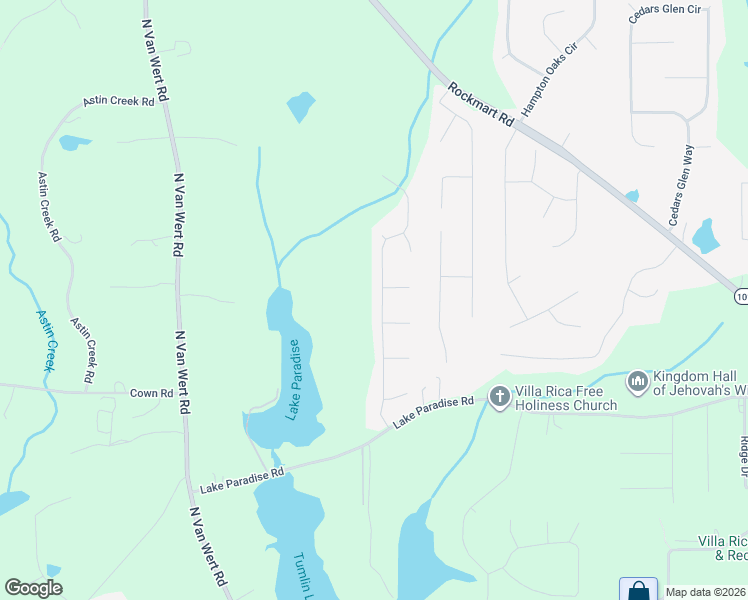 map of restaurants, bars, coffee shops, grocery stores, and more near 162 Pine Needle Trail in Villa Rica