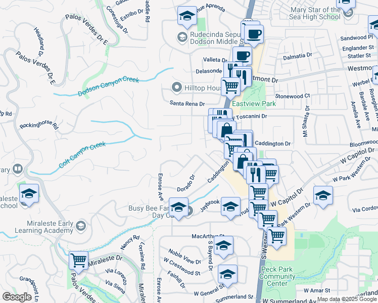 map of restaurants, bars, coffee shops, grocery stores, and more near 28608 Gunter Road in Rancho Palos Verdes