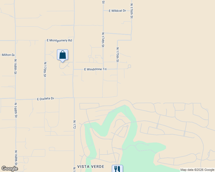 map of restaurants, bars, coffee shops, grocery stores, and more near 17441 East Dixileta Drive in Rio Verde