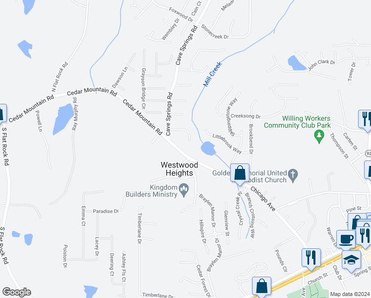 map of restaurants, bars, coffee shops, grocery stores, and more near 8186 Chicago Avenue in Douglasville