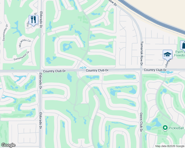 map of restaurants, bars, coffee shops, grocery stores, and more near 513 Falcon View Circle in Palm Desert