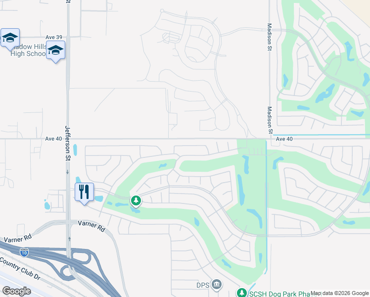 map of restaurants, bars, coffee shops, grocery stores, and more near 80579 Avenida Santa Marta in Indio