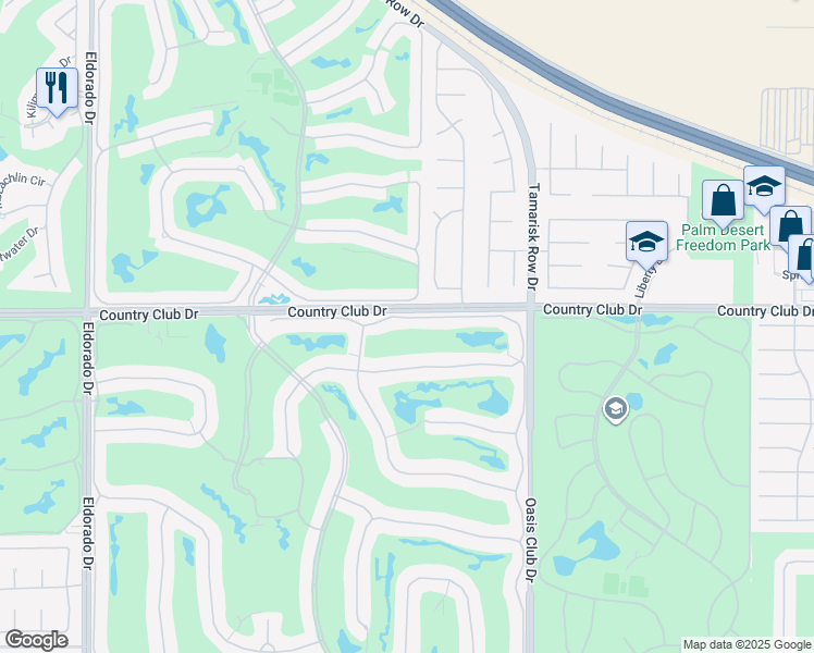 map of restaurants, bars, coffee shops, grocery stores, and more near 763 Box Canyon Trail in Palm Desert