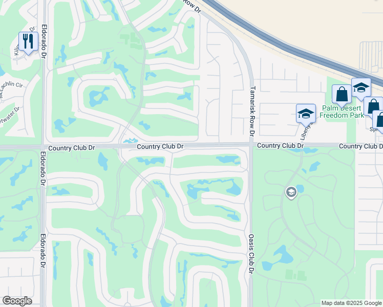 map of restaurants, bars, coffee shops, grocery stores, and more near 715 Box Canyon Trail in Palm Desert
