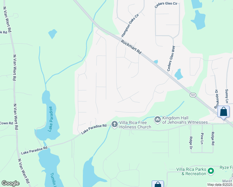 map of restaurants, bars, coffee shops, grocery stores, and more near 225 Hitchcock Drive in Villa Rica