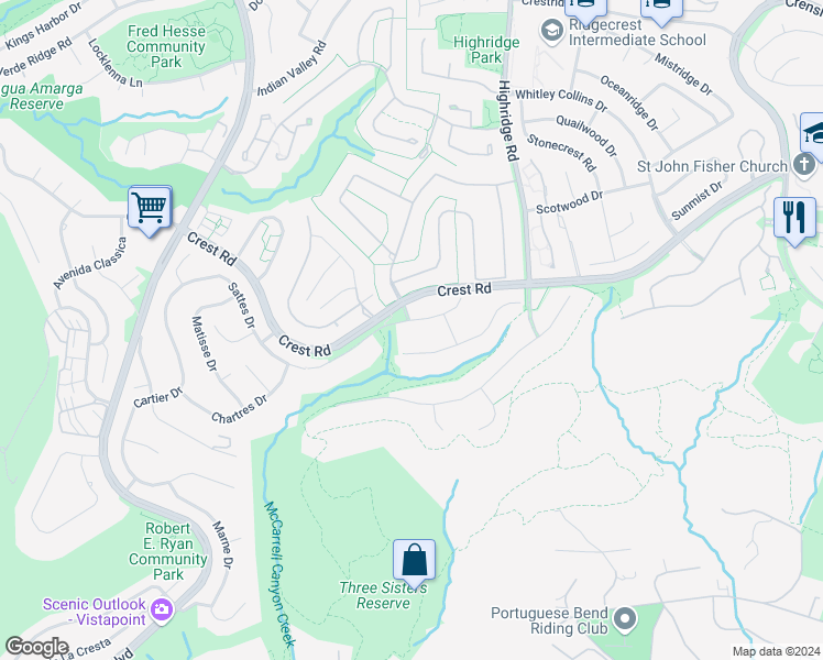 map of restaurants, bars, coffee shops, grocery stores, and more near 68 Sea Breeze Avenue in Rancho Palos Verdes